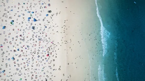 Crowded beach in Summer Stock Footage 104784051