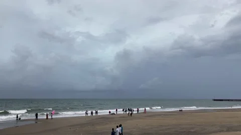 Crowded beach in summer, Ocean beach, sea beach, sand beach Video stock 167696195