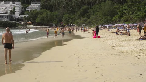 Crowded beach Thailand Stock Footage 172889820