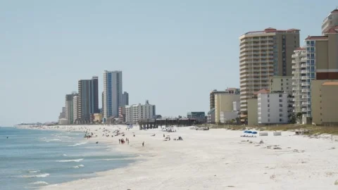 Crowded Beach With Vibrant Atmosphere Stock Footage 262216288