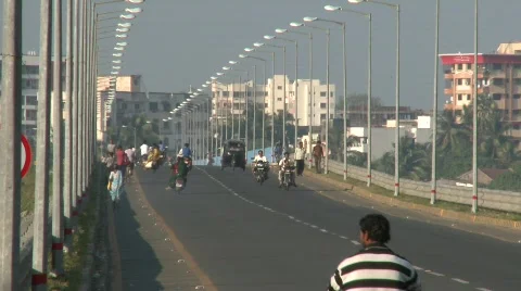 Crowded bridge at Daman Stock Footage 850529