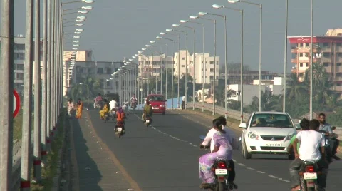 Crowded bridge at Daman Stock Footage 850541