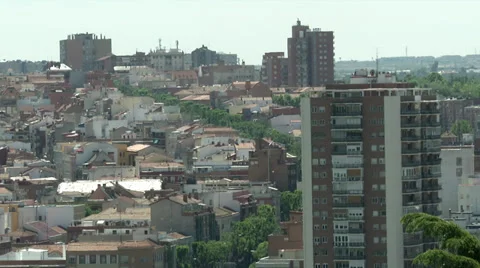 Crowded buildings and rooftops, Madrid Stock Footage 34798981
