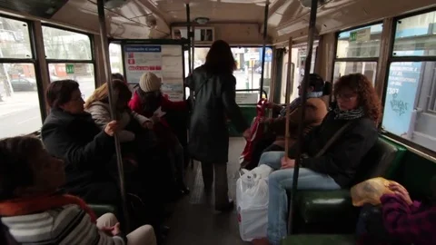Crowded bus interior Stock Footage 77045979