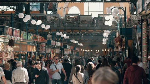 Crowded Central Market Hall Video stock 74233849