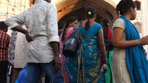 Crowded-charminar-low-angle-view Stock Footage 98544977