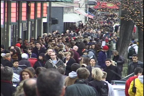 Crowded Chicago Sidewalk Stock Footage 297015