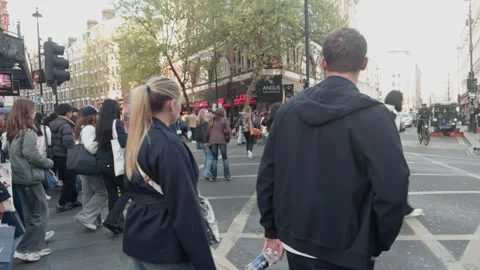 Crowded City Intersection, Pedestrian Crossing, Commuter Lifestyles Видео 334978577