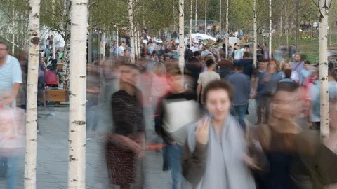 Crowded city park timelapse Stock Footage 89851932