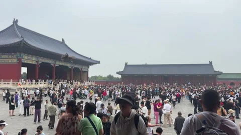 Crowded courtyard of the Forbidden City in Beijing Stock Footage 340563162