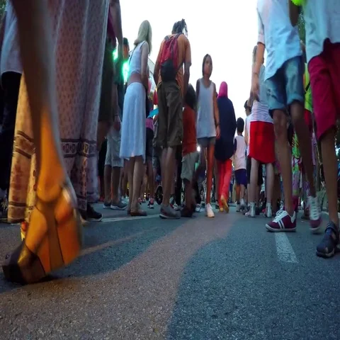 Crowded Crowd At Fair Stock Footage 69504993