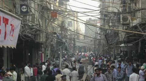 Crowded Delhi street Stock Footage 8987315