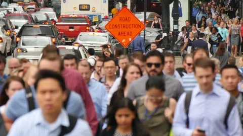 Crowded Downtown Financial Chicago Loop Video stock 80538299