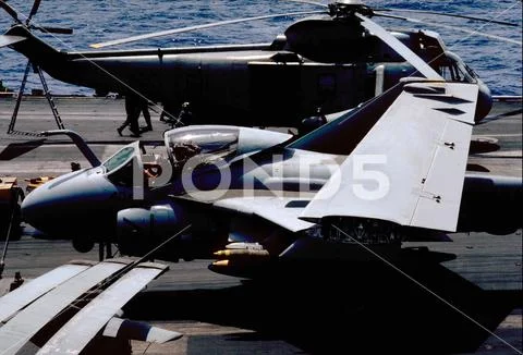 Crowded Flight Deck on the USS Ranger Aircraft Carrier ~ Premium Photo ...