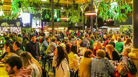  Crowded Food Court, Montevideo, Uruguay MONTEVIDEO, URUGUAY, OCTOBER - 20... Stock Photos