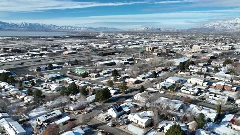 Crowded freeway in the Utah Valley Stock Footage 167921544