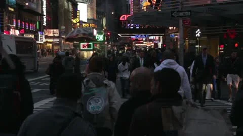 Crowded group of people crossing 8th Avenue in New York City HD702 Stock Footage 11020070