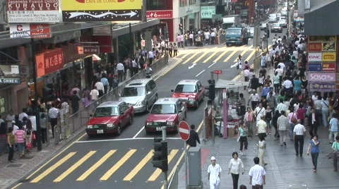 Crowded Hong Kong street 2 Stock Footage