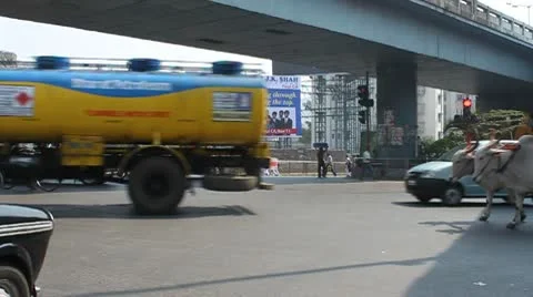 Crowded Intersection in Mumbai India Stock Footage 10738197