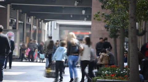 Crowded Large Mall Stock Footage 50048788