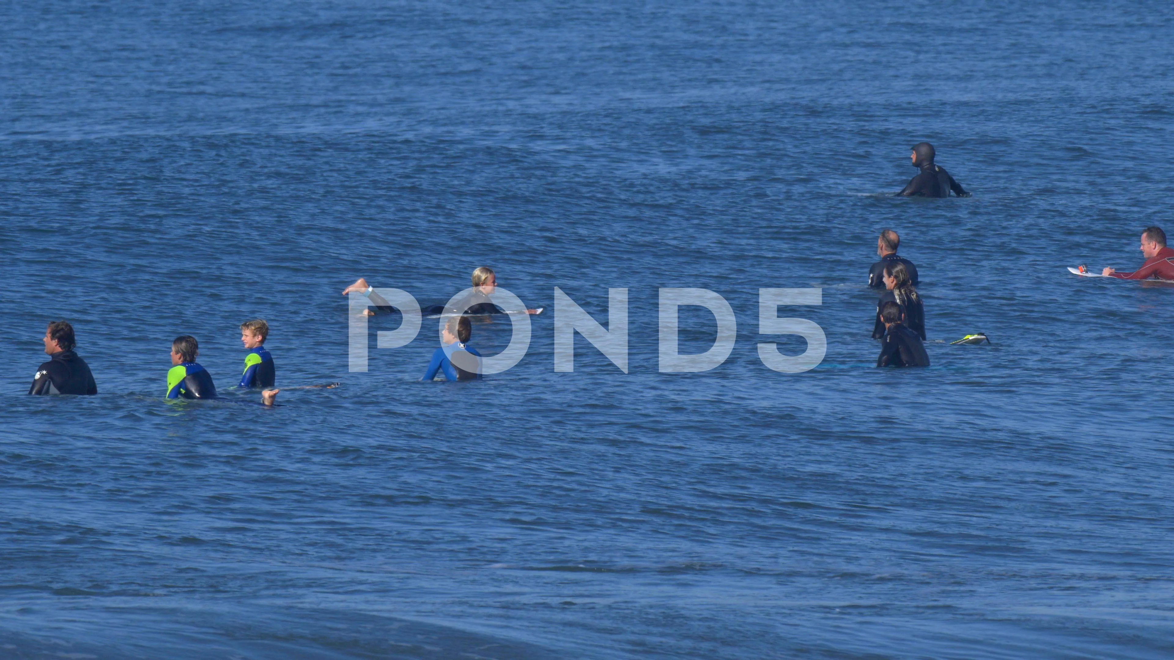 A Crowded Lineup Of Surfers Surfing Stock Video Pond5
