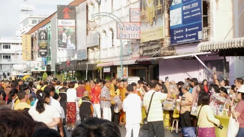 Crowded of local people getting around for celebrate new year morning with .. Stock Footage 279443405