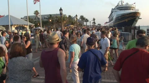 Crowded Mallory Square Stock Footage 5324459