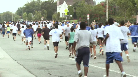 Crowded Marathon Runners Stock Footage
