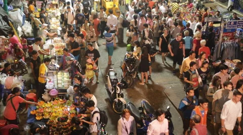 Crowded market from above Stock Footage 46307622