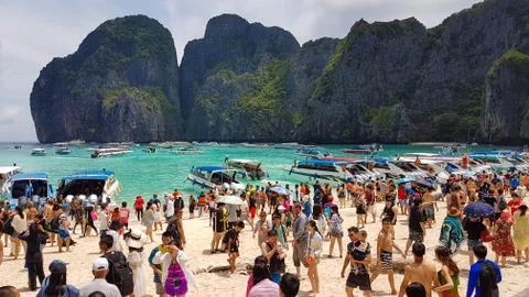 Crowded Maya Beach Stock Photos