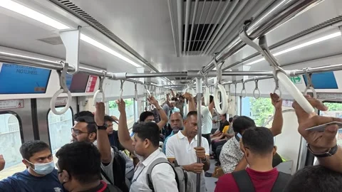 Crowded Metro Train Interior in Dhaka, Bangladesh  Urban Transportation Stock Footage 341860310