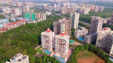 Crowded Metropolitan Area Drone Shot Stock Footage 292105857