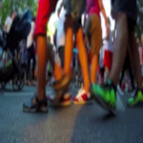 Crowded Movemeng of Moving Crowd At Fair Stock Footage 69504885