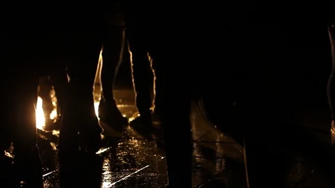 Crowded night street. Silhouette of unrecognizable people. Stock Footage 89546789