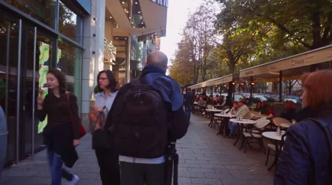 Crowded Oldtown of Düsseldorf Germany Stock Footage 56330876
