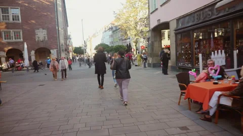 Crowded Oldtown of Düsseldorf Germany Stock Footage 56335231