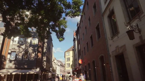 Crowded Oldtown of Düsseldorf Germany Stock Footage 56336623