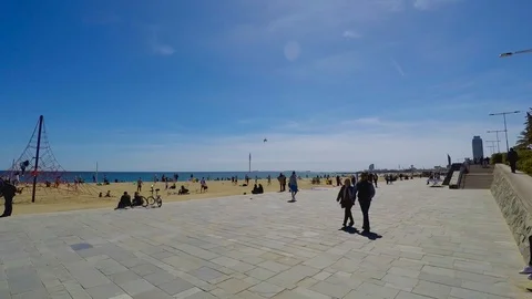 Crowded Pathway Next To The Beach Stock Footage 94666991