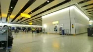 Crowded People Inside Heathrow Airport Terminal In London, England Hyperlapse Stock Footage