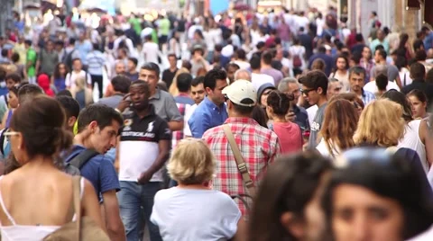 Crowded People in Istiklal Street, Turkey Stock Footage