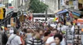 Crowded People Shopping Street Steinkerque Famous Montmartre Area Boutique Store HD Footage
