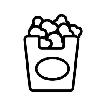 Crowded popcorn packet icon vector outline illustration Stock Illustration