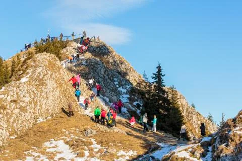 Crowded postavaru summit, romania Stock Photos