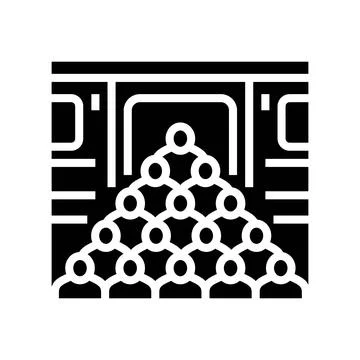 Crowded public transportation platform glyph icon vector illustration Stock Illustration
