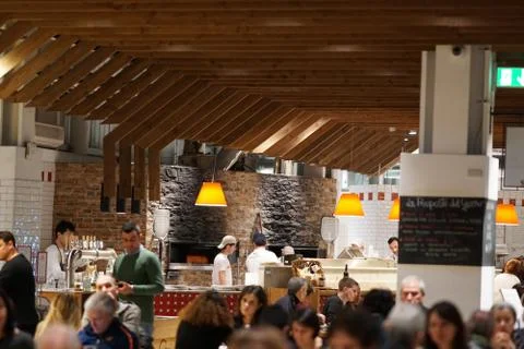 Crowded restaurant interior Stock Photos