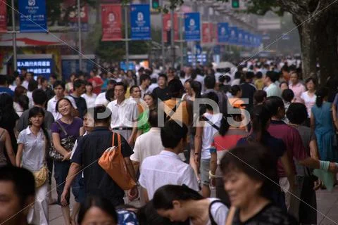 Crowded Shanghai Street Stock Photos