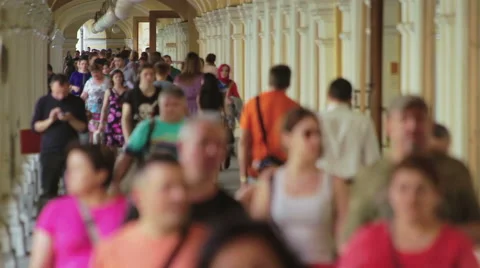 Crowded Shopping Gallery Timelapse Motion Stock Footage 66064652