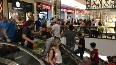 Crowded Shopping Mall in Sao Paulo, Brazil Stock Footage