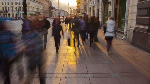 Crowded Sidewalk in a Big City Timelapse Stock Footage 62766232