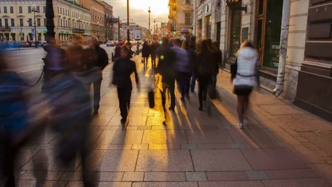 Crowded Sidewalk in a Big City Timelapse Stock Footage